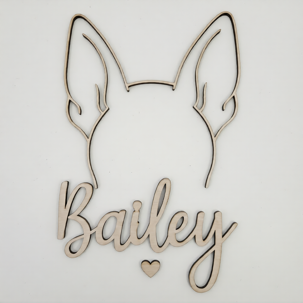 Custom Pet Name Wall Decor with Dog Ears | Personalized Dog Ear Name Sign