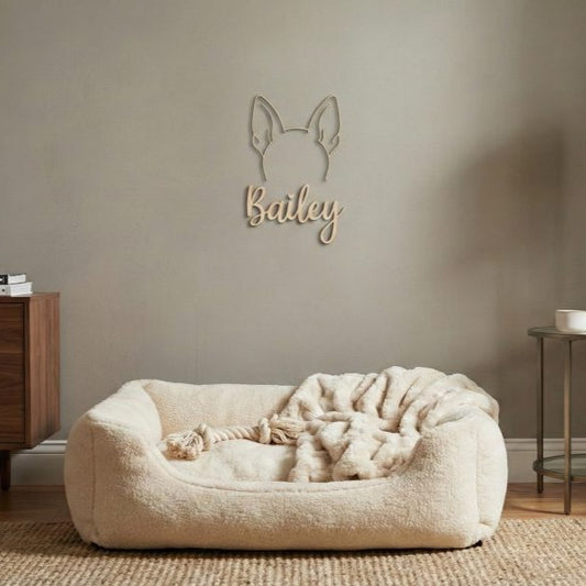 Custom Pet Name Wall Decor with Dog Ears | Personalized Dog Ear Name Sign