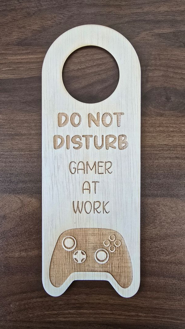 Gamer Door Knob Sign – “Gamer at Work” Room Hanger