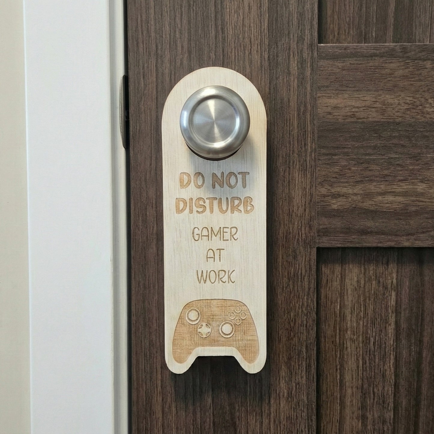 Gamer Door Knob Sign – “Gamer at Work” Room Hanger